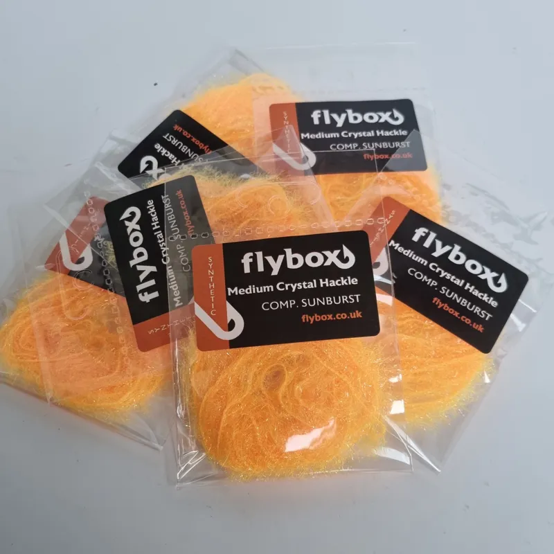 Flybox Medium Crystal Hackle in Competition Sunburst